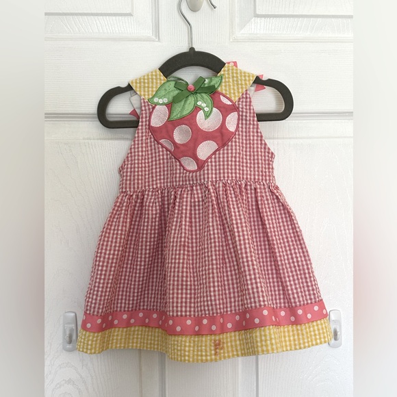 Rare Editions Girls’ Strawberry Dress - Picture 1 of 2